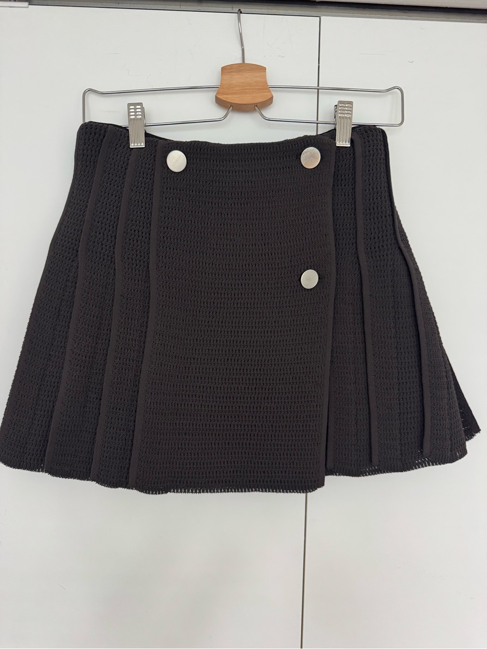 Bottega Veneta brown Pleated Mini Skirt with Button Panels